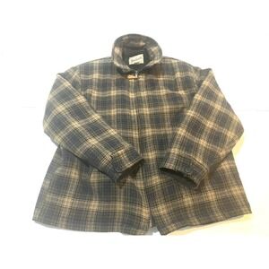 Vintage 90's Men's Woolrich Jacket Brown Plaid Zipper Brown Fleece Lined XL